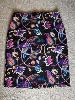Black Floral Print Pencil Skirt